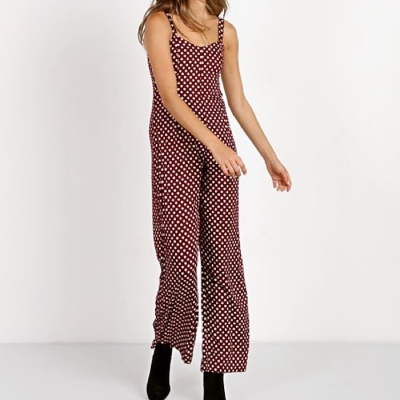 Cleobella Finley Jumpsuit Ditzy Floral Burgundy Size Medium Girly Summer Boho - Picture 1 of 9